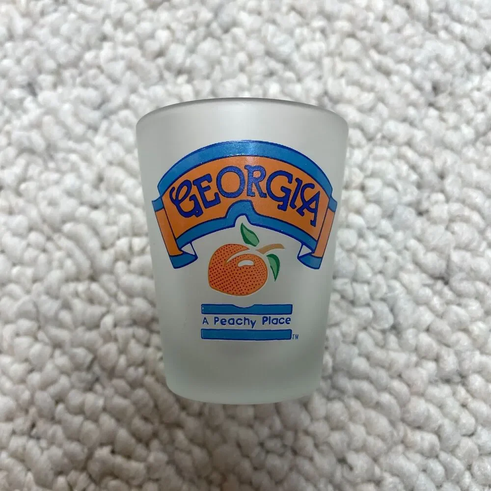 Georgia a Peachy Place Peach Logo Graphic Shot Glass Shotglass Semi Opaque